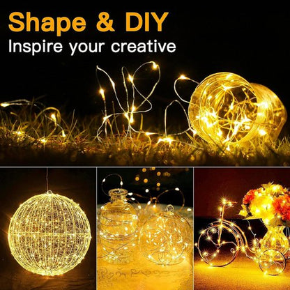6 Pack Fairy Lights Battery Operated 7ft 20 LED Mini String Lights Twinkle Lights Silver Wire Firefly Starry Moon Lights for Mason Jars Wedding Party Christmas Centerpiece Table Decorations,Warm White