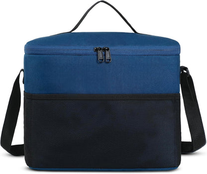 MIER Insulated Lunch Bag - Portable 12-Can Cooler with Shoulder Strap for Office & School | Medium Navy