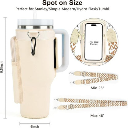 LOKASS Personalized Water Bottle Holder - Stylish Strap for 40 oz Stanley Cup | Ideal Gift for Women & Girls