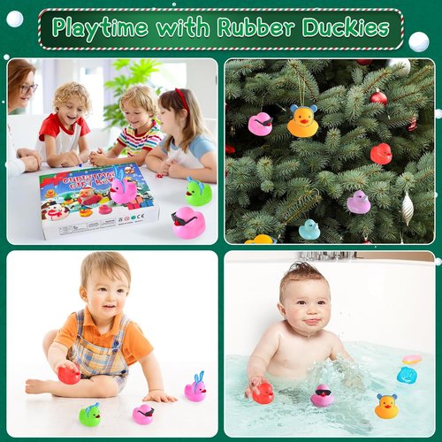 Christmas Advent Calendar Ducks by [Brand Name] - 24-Day Countdown Rubber Ducky Bath Toy for Kids