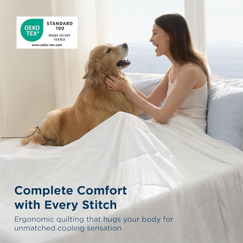 Bedsure Cooling Comforter - King Size GentleSoft Moisture-Wicking Blanket for Hot Sleepers | Breathable Dual-Sided White Duvet Insert, 102x90 Inches