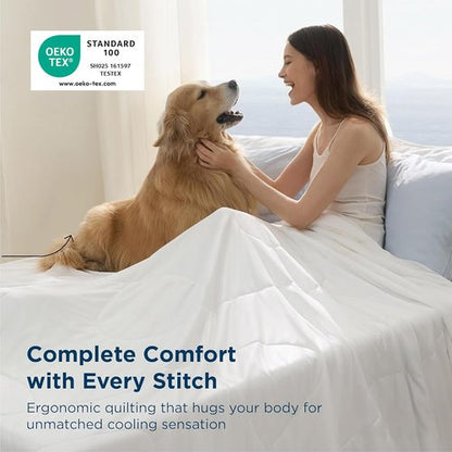 Bedsure Cooling Comforter - King Size GentleSoft Moisture-Wicking Blanket for Hot Sleepers | Breathable Dual-Sided White Duvet Insert, 102x90 Inches