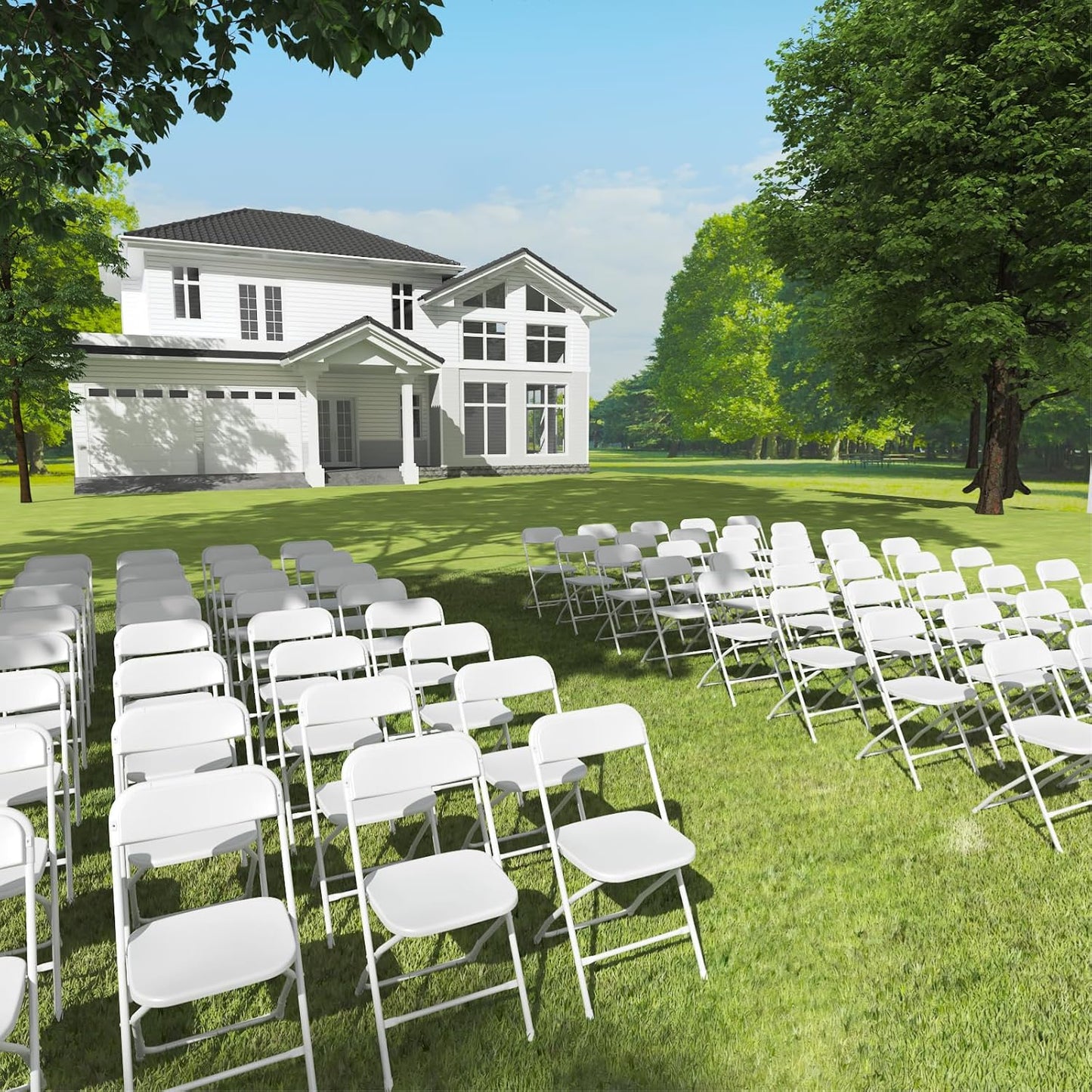 Regine Switzerland 10-Pack White Folding Chairs - Lightweight, Portable Design | 350lb Capacity for Events & Parties