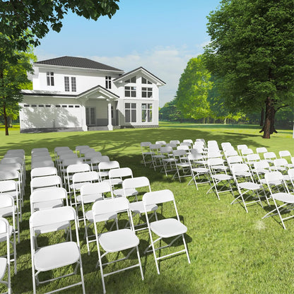Regine Switzerland 10-Pack White Folding Chairs - Lightweight, Portable Design | 350lb Capacity for Events & Parties