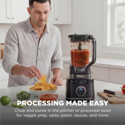 Ninja Kitchen System - All-in-One Food Processor & Blender | 8-Cup Bowl & 24 oz. To-Go Cup | 1800 Peak Watt | Black