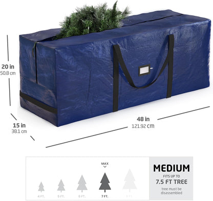 Zober Christmas Tree Storage Bag - Waterproof Protection for 7.5 Ft Trees - Durable Handles & Label Slot - Navy Blue
