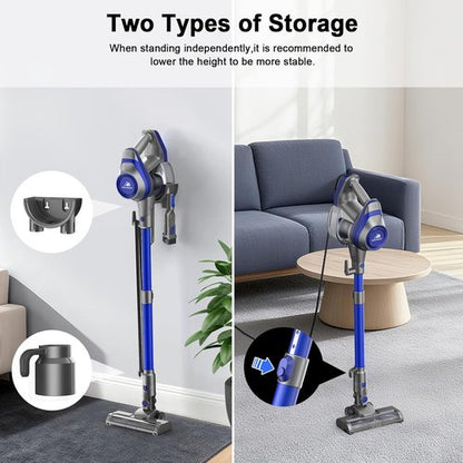 Intercleaner Corded Vacuum Cleaner - 23Ft Reach, Powerful Suction & LED Headlights | Ideal for Hard Floors & Carpets