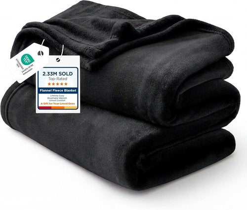 Bedsure GentleSoft Fleece Blanket - King Size Black Plush Cozy Microfiber, 108x90 Inches