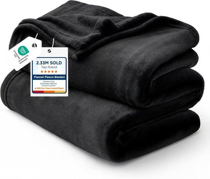 Bedsure GentleSoft Fleece Blanket - King Size Black Plush Cozy Microfiber, 108x90 Inches