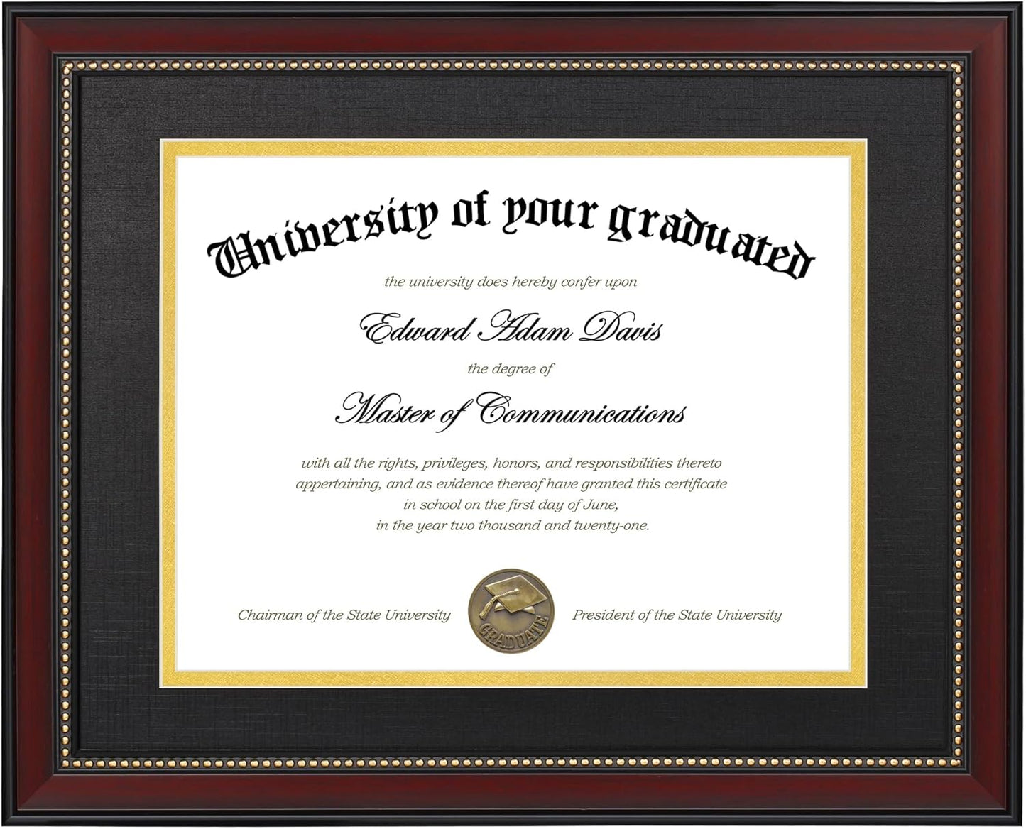 Upsimples 8x10 Picture Frame Bundle - 5 Black Frames with 11x14 Mahogany Diploma Frame