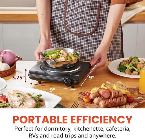 Elite Gourmet ESB-301BF Countertop Electric Hot Plate - 1000 Watts, Easy to Clean, Black | Pack of 4