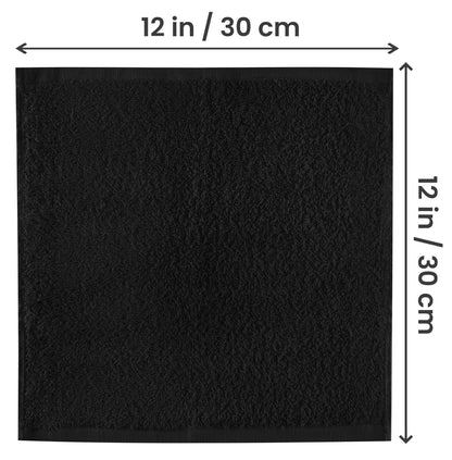 Utopia Towels 24 Pack Cotton Washcloths Set, 100% Ring Spun Cotton, Premium Quality Flannel Face Cloths, Highly Absorbent and Soft Feel Fingertip Towels, Black