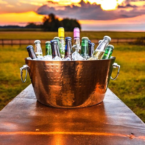 BREKX Rose Copper Beverage Tub and Ice Bucket with Lid and Scoop Party Combo Pack, Stainless Steel Double-Walled Insulated Barware Set