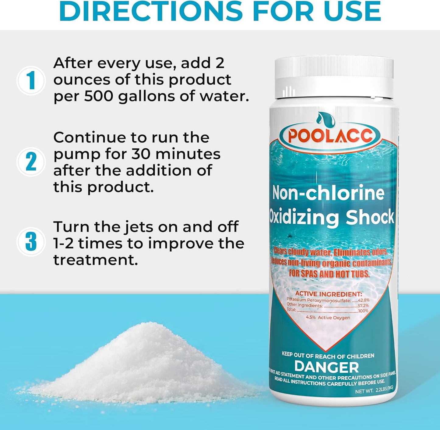 Non-Chlorine Spa Shock Oxidizer Cleaner by Spa Essentials - 2.2 LB 2 Pack for Quick Dissolving, Chlorine-Free Water Care