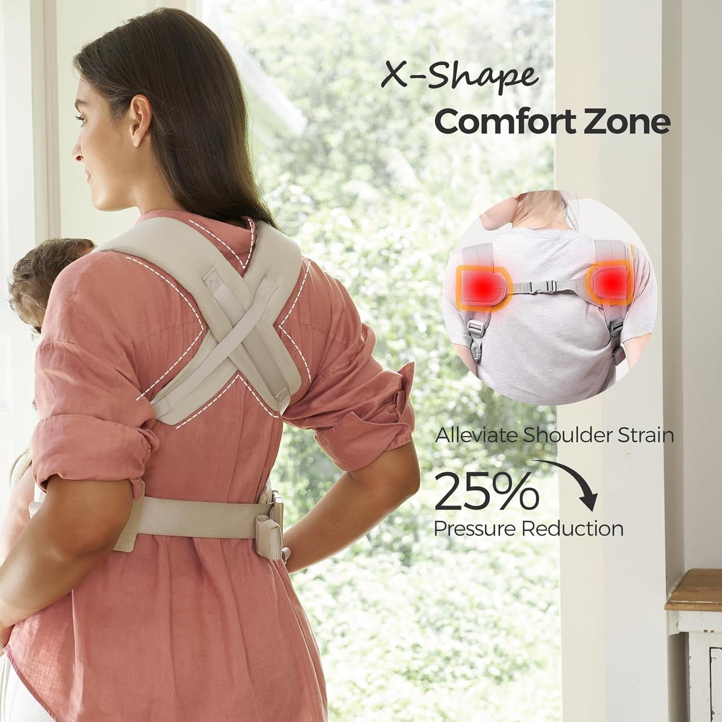 Momcozy Newborn Carrier WeeSnug - Lightweight, Ergonomic Comfort for 7-25 lbs | Hands-Free Support in Khaki