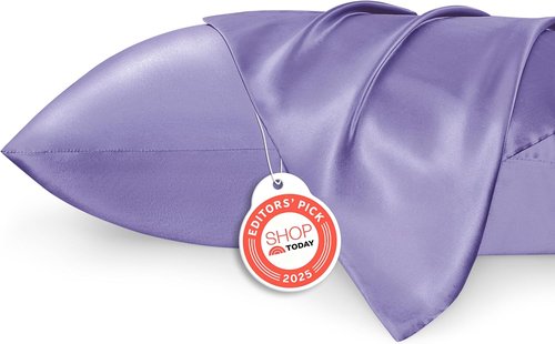Bedsure King Size Satin Pillowcase Set - Lilac Silky Pillow Cases for Hair & Skin, 20x36 Inches, 2-Pack