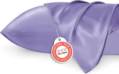 Bedsure King Size Satin Pillowcase Set - Lilac Silky Pillow Cases for Hair & Skin, 20x36 Inches, 2-Pack