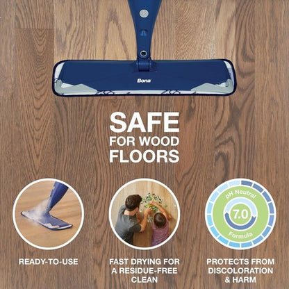 Bona Hardwood Floor Cleaner Cartridge - 34 Fl Oz Unscented Refillable Solution for Wood Floors