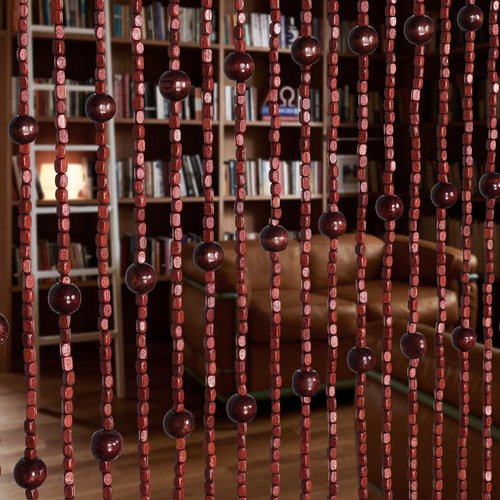 Foreate Handmade Beaded Curtains for Doorway Natural Wood Beaded Curtains Hippie Curtain for Hallway, 35.5 x 75 Inches Door Curtains Room Divider Bohemian Home Decor, Brown