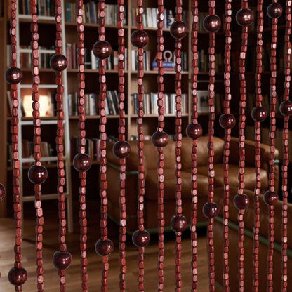 Foreate Handmade Beaded Curtains for Doorway Natural Wood Beaded Curtains Hippie Curtain for Hallway, 35.5 x 75 Inches Door Curtains Room Divider Bohemian Home Decor, Brown