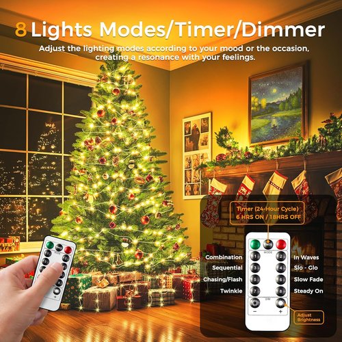 Fairy Lights - 33Ft Battery Operated 100 LED Twinkle Lights with Remote & Timer | Waterproof for Weddings & Decor