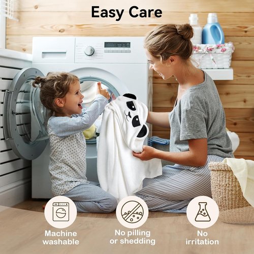 BubblePanda Hooded Baby Towels - Super Soft Bamboo Bath Towels for Newborns | 30 x 30 Inch