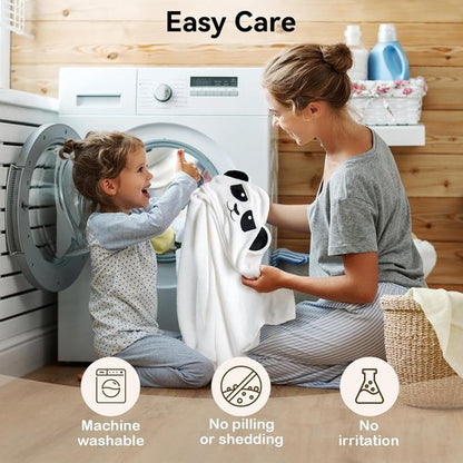 BubblePanda Hooded Baby Towels - Super Soft Bamboo Bath Towels for Newborns | 30 x 30 Inch