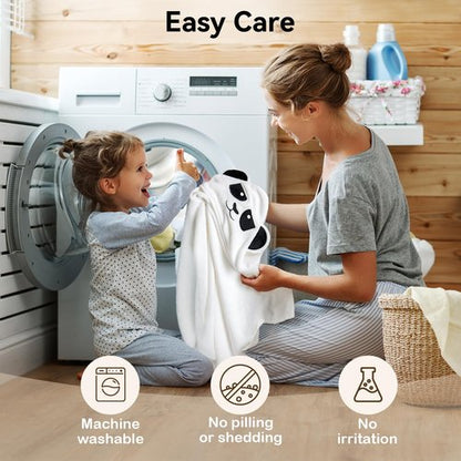 BubblePanda Hooded Baby Towels for Newborn, Rayon Made from Bamboo Baby Bath Towels with Hood for Boys Girls Toddlers Super Soft & Absorbent Newborn Bath Essentials (30 X 30 Inch)