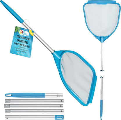 U.S. Pool Supply Skimmer Net - Handheld Fine Mesh for Pool, Spa & Pond Cleaning | Adjustable 32" to 5' Long
