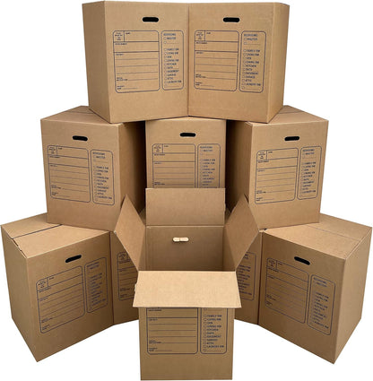 Uboxes Moving Boxes - Premium Large with Handles | 18 x 18 x 24 Inches, Brown
