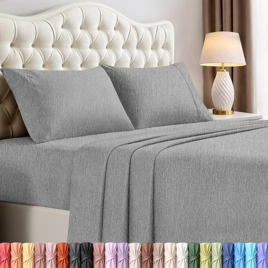 Utopia Bedding King Size Sheet Set - 4-Piece Soft Microfiber Bed Sheets | Oeko-Tex Certified (Heather Grey)