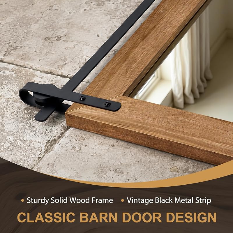Wood Bathroom Mirror 24x36 in Farmhouse Brown Barn Door Design - Ready to Hang