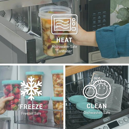 Bentgo Prep - 20-Piece Leak-Proof Deli Containers | 32 fl oz, Reusable, BPA-Free, Stackable, Aqua Splash