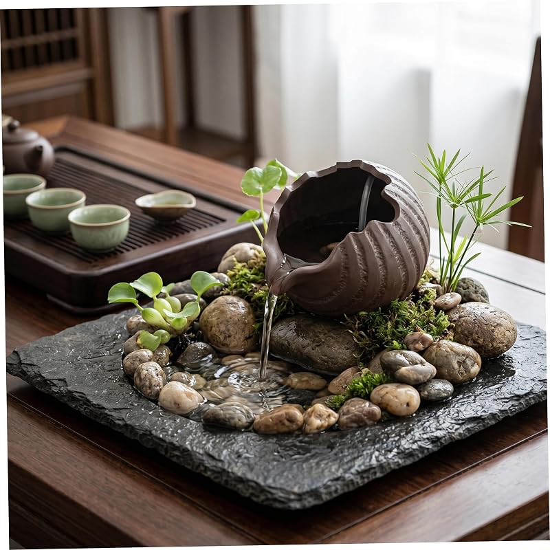 Fountain Spitter Tabletop Ceramic Fountain Pot - Brown, 5 Inch Indoor/Outdoor