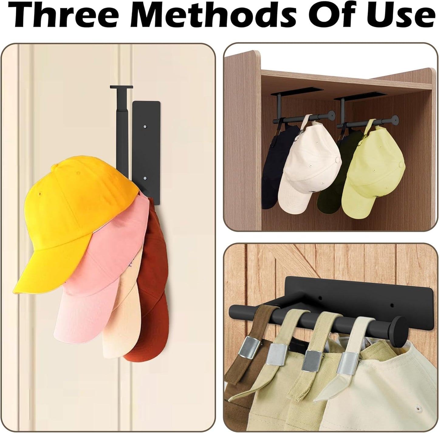 Skiennix Hat Rack - Versatile Door & Wall Organizer for Baseball Caps - Space-Saving Design