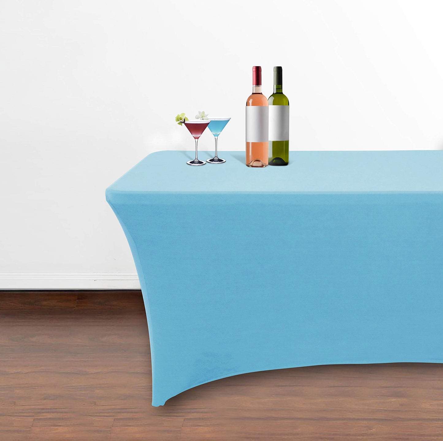 Obstal 6ft Stretch Spandex Table Cover for Standard Folding Tables - Universal Rectangular Fitted Tablecloth Protector for Party （Light Blue, 72 Length x 30 Width x 30 Height Inches）