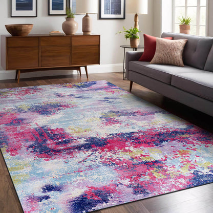 LuuL Home Non Slip Rugs 5x7 Modern Abstract Easy Silk Rubber Backing Soft Area Rug for Living Room Easy to Clean Non Shedding Kitchen for Bedroom Indoor Carpet (Lilac - Purple, 5x7)
