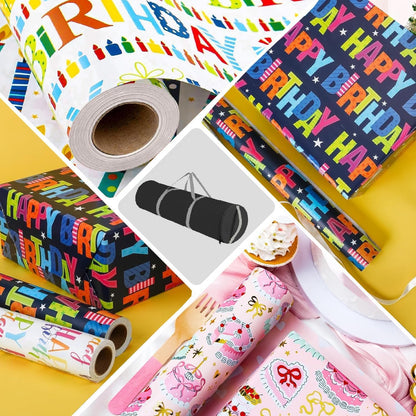 OUTTDID Gift Wrapping Paper Organizer - Durable 600D Oxford Fabric, Holds 18-25 Rolls, Black with Handles & Zipper