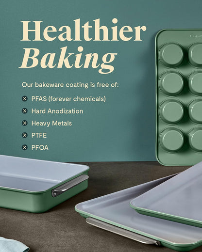 Caraway Nonstick Ceramic Bakeware Set - 5-Piece Assorted Baking Pans & Sheets | Non-Toxic, PTFE & PFOA Free - Perracotta