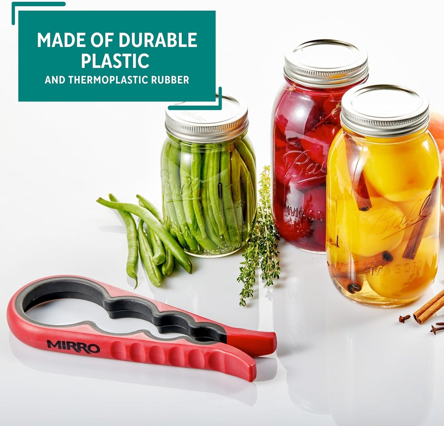 MIRRO Canning Jar Opener - Effortless Grip Design for Easy Jar Access | Vibrant Red Color