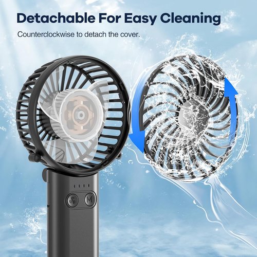 HandFan | Upgraded 5200mAh Portable Handheld Fan - 5 Speeds, 180° Foldable Design, Black