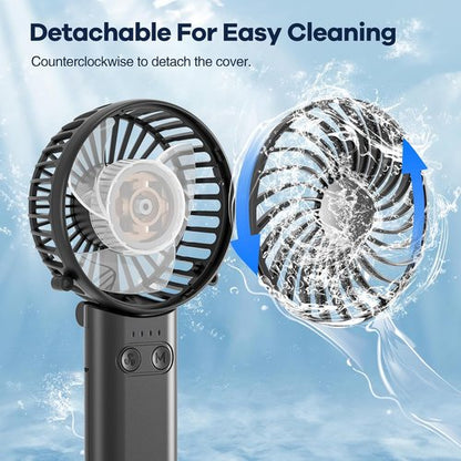HandFan | Upgraded 5200mAh Portable Handheld Fan - 5 Speeds, 180° Foldable Design, Black