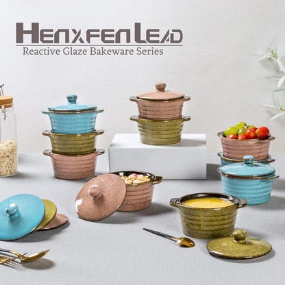 Regine Switzerland 8 oz Creme Brulee Ramekins - Oven Safe Mini Casserole Dishes Set of 4 in Reactive Blue