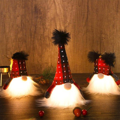 Juegoal Lighted Christmas Gnome Set - Handmade Mini Scandinavian Tomte | Battery Operated Winter Decor
