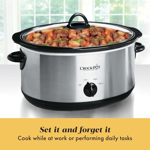 Crock-Pot 7 Quart Oval Manual Slow Cooker - Stainless Steel Cookware for Large Families & Entertaining