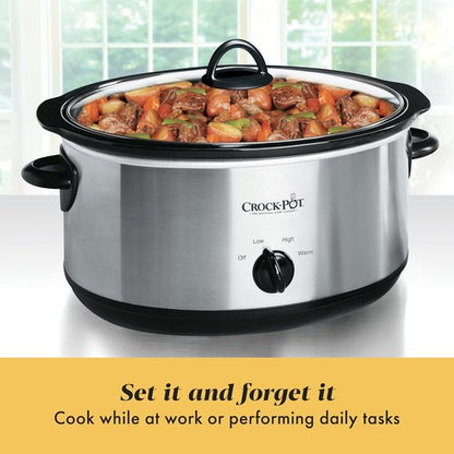 Crock-Pot 7 Quart Oval Manual Slow Cooker - Stainless Steel Cookware for Large Families & Entertaining