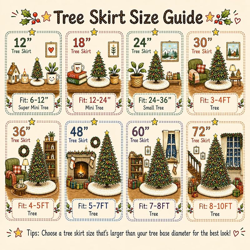 YEAHOME 72" White Faux Fur Christmas Tree Skirt – Snowy Plush Holiday Decor (Variation: White+72 inch)