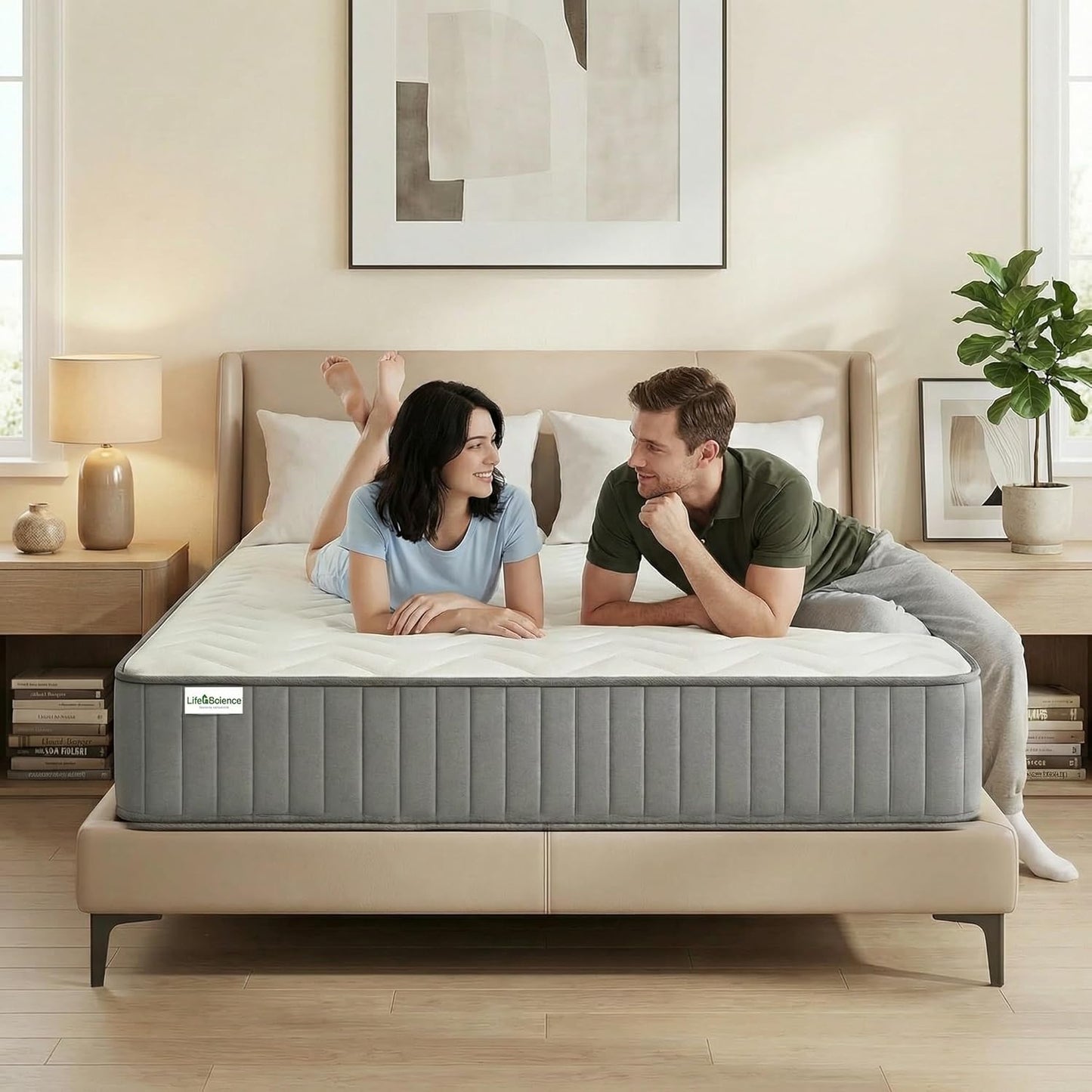 Serene 10 Inch King Hybrid Mattress - Premium Cooling Gel Memory Foam & Pocketed Coils for Spine Alignment | Medium Firm, Fiberglass-Free, CertiPUR-US Certified, Made in USA