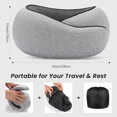 4litamz Travel Neck Pillows, 100% Memory Foam Filling, Travel Pillows for Airplanes, Compact and Ergonomic Design, Best for Sleeping Plane Train Travel Essentials (Light Grey)