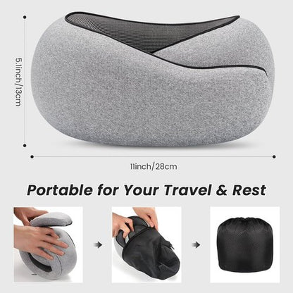 4litamz Travel Neck Pillows, 100% Memory Foam Filling, Travel Pillows for Airplanes, Compact and Ergonomic Design, Best for Sleeping Plane Train Travel Essentials (Light Grey)